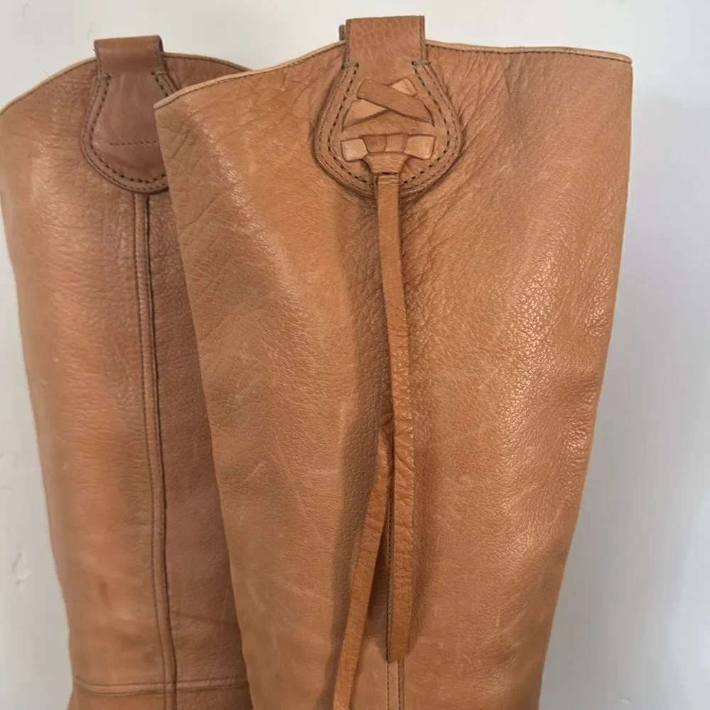 Coach Selena Tan Leather Knee-High Heeled Boots Western Boho Women’s Size 11 EUC